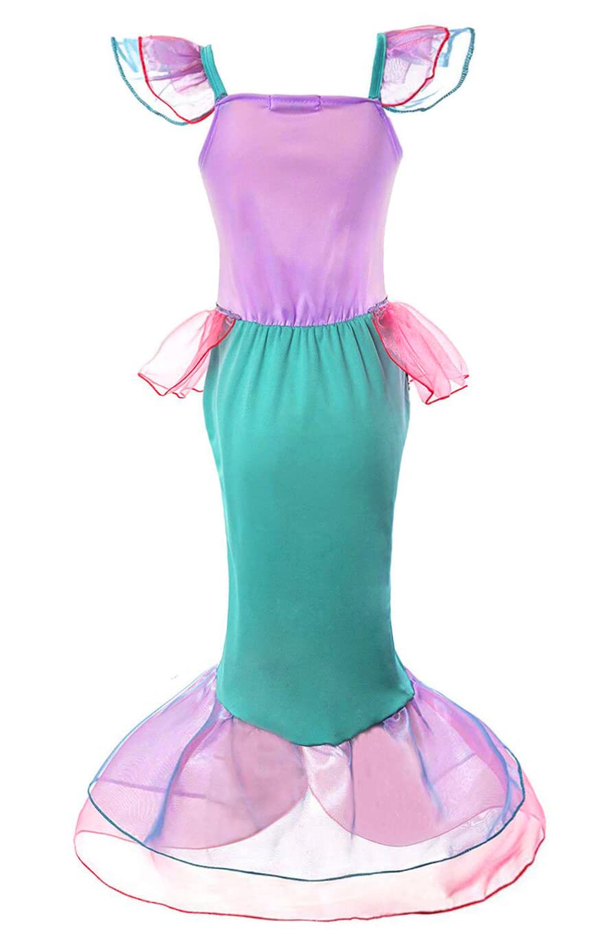 Ruuyiicoco Princess Mermaid Costume For Girls Party Dress Up With Wig Crown Jewelry (7-8 Years, Pink)
