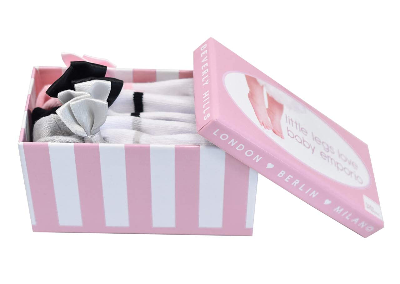 Baby Girl Socks With Mary Jane Or Sneaker Shoe Look - Non-Slip Gripper Soles - 3 Or 6 Pairs - Soft Cotton