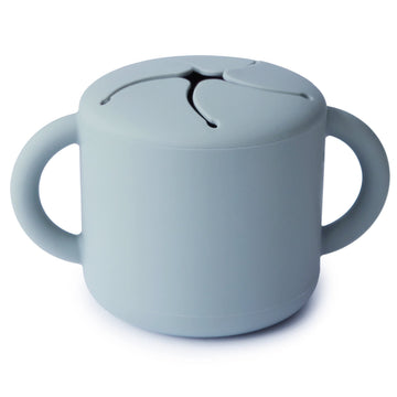 Mushie Silicone Snack Cup  Spill Proof Food Container For Toddler And Baby (Powder Blue)