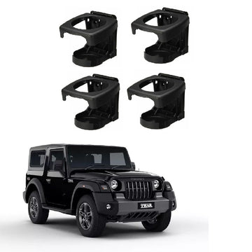 Car Accessories Universal Fit Glass/Bottle/Cup Holder 04 Pcs Stand Black Colour Suitable for Mahindra Thar 2020