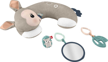 Fisher-Price Baby Toy Tummy Time Fawn Wedge, Animal-Themed Support with Mirror, Teether & Rattle for Developmental Play Newborns
