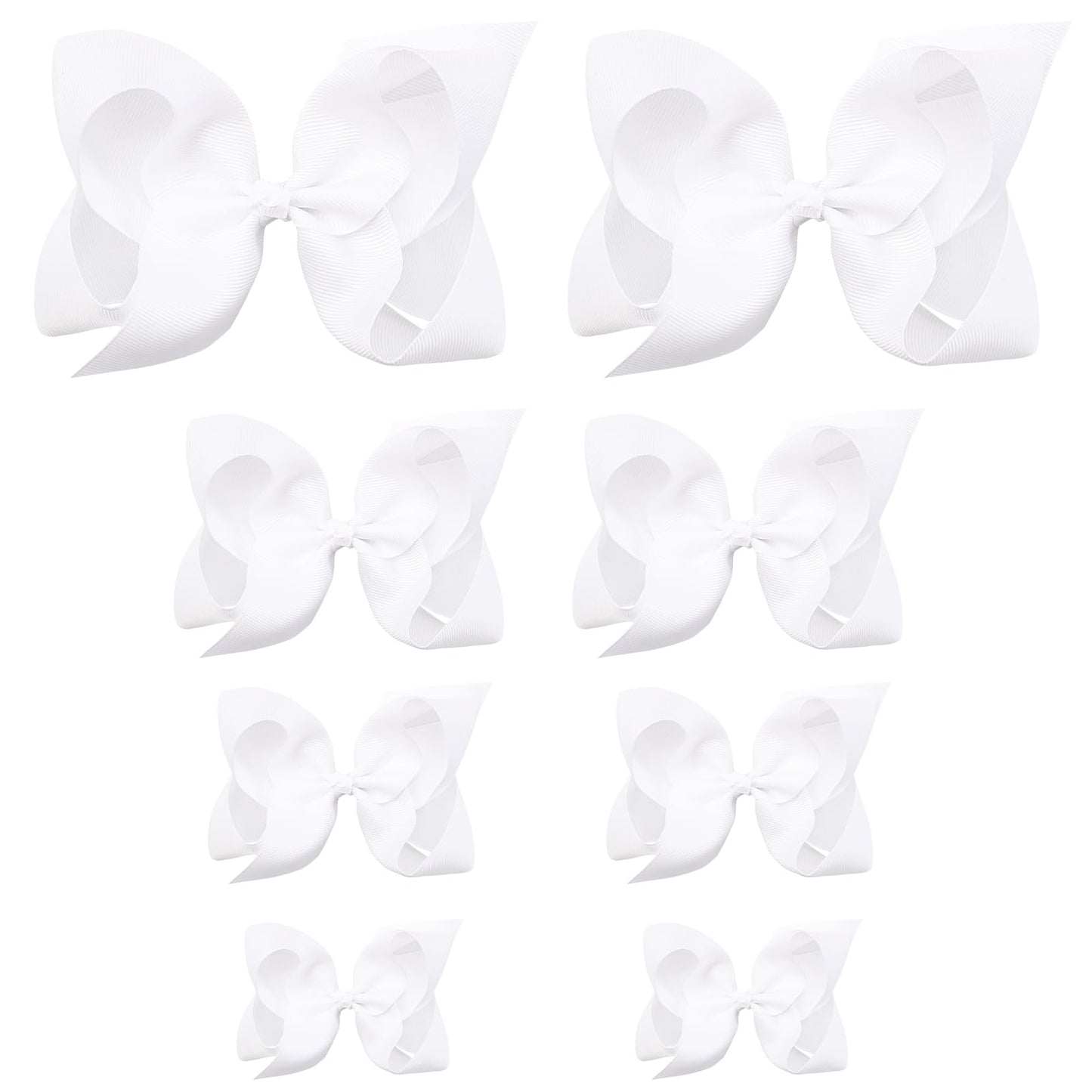 Oaoleer 8Pcs Hair Bows For Girls White Grosgrain Ribbon Boutique Bow Alligator Clips Hair Accessories For Toddlers Little Girls