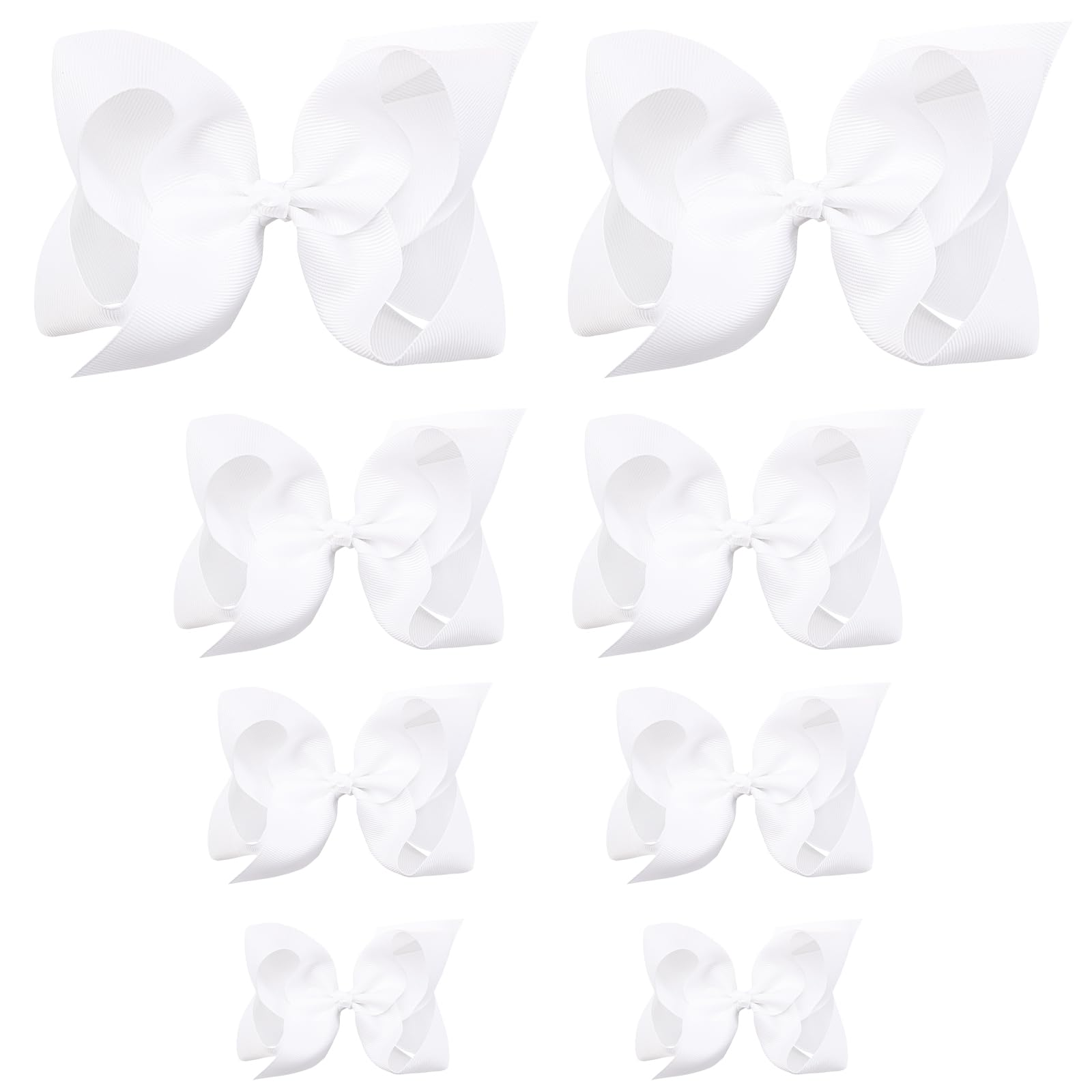 Oaoleer 8Pcs Hair Bows For Girls White Grosgrain Ribbon Boutique Bow Alligator Clips Hair Accessories For Toddlers Little Girls