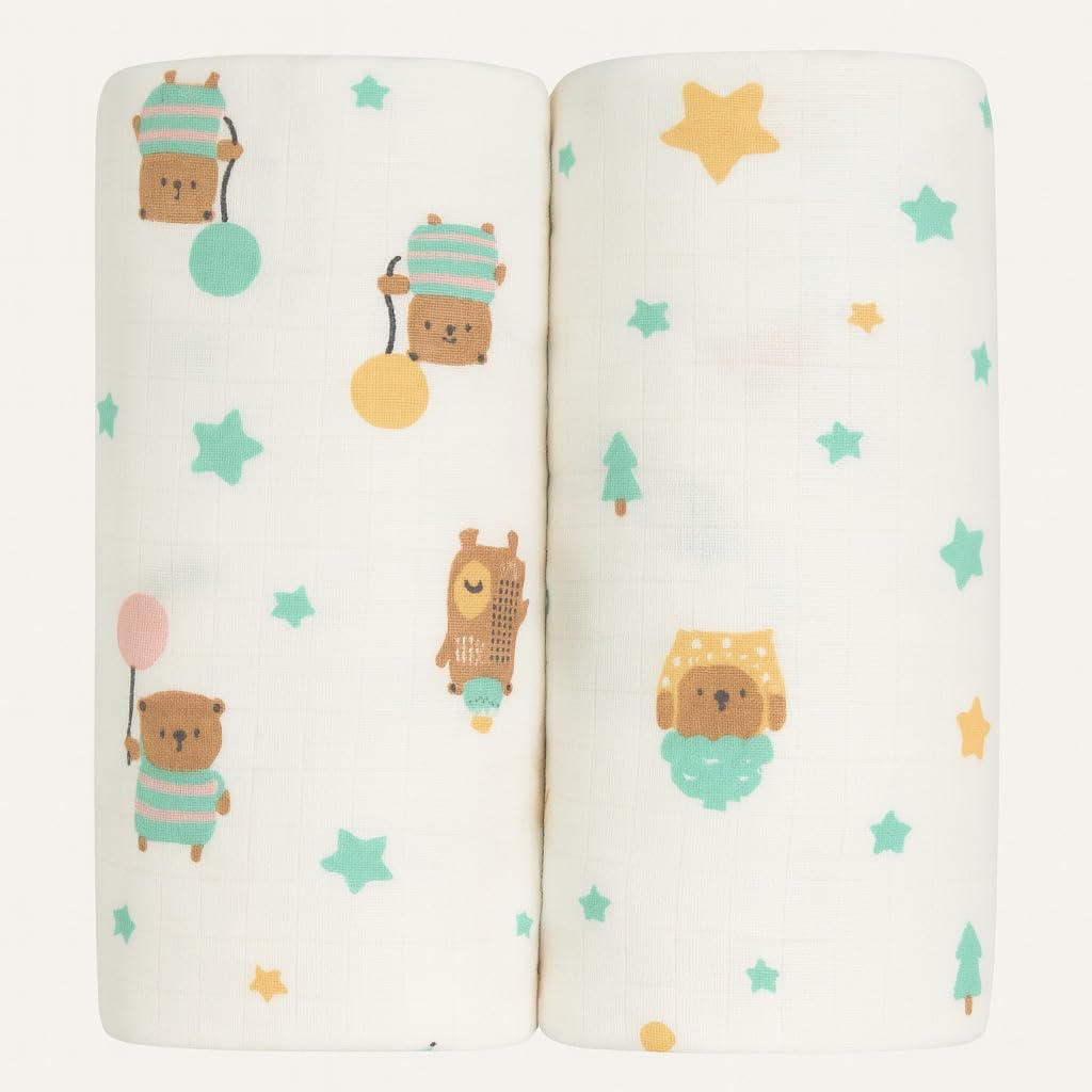 TUMMY Newborn Swaddle & Blanket Set | Ultra Soft Cotton Baby Wrap and Receiving Blanket | Breathable Muslin Sleep Blanket for In