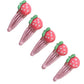 Strawberry Snap Clips Baby Girls Fruit Hair Bow Clips Strawberry Hair Ring Tie BBW24 (5 Pcs-B1)