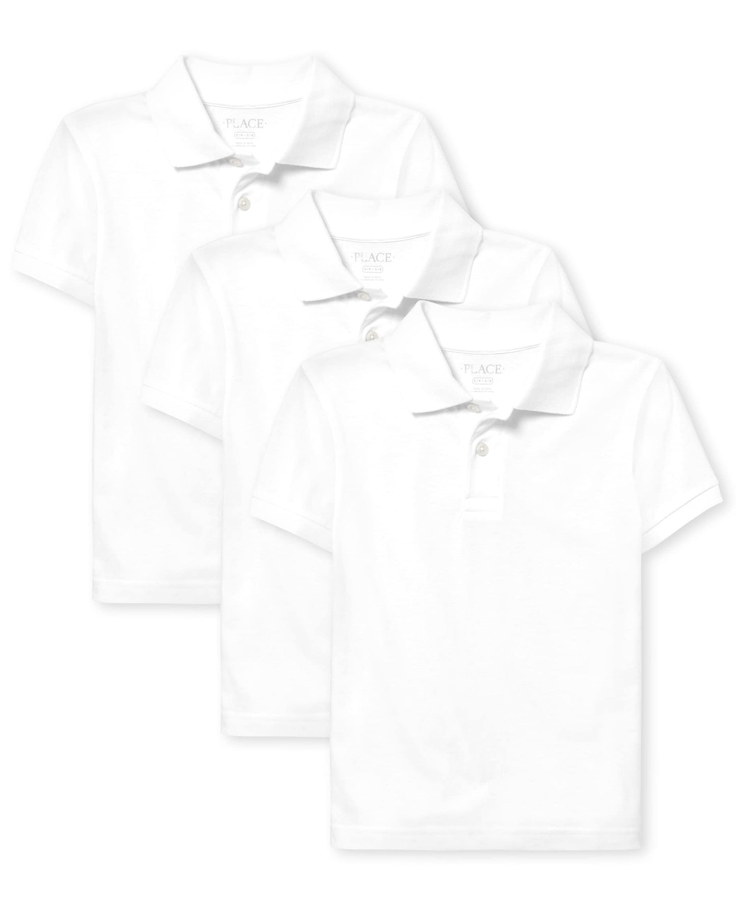 The Childrens Place Boys Short Sleeve Jersey Polo, Extra Soft, White 3 Pack, Medium