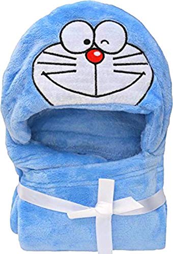 PINDIA 1Pc Ultra Soft Fleece Cute Hooded Bath Towel/Wrapper/Blanket/Gown for New Born Baby  Blue