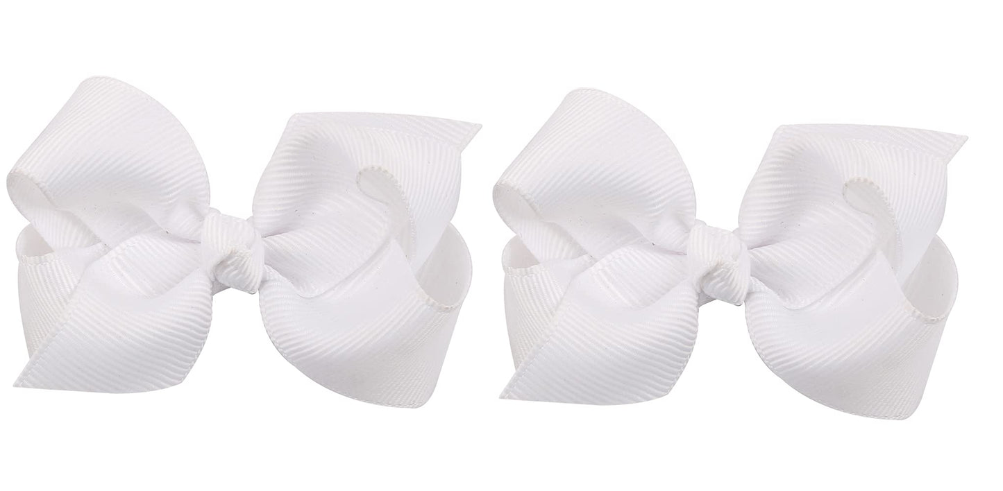 Zoonai 3 Inch Baby Girl Hair Bows Boutique Hair Clip Teens Toddlers Hairpin Headwear - Set Of 2 (White)