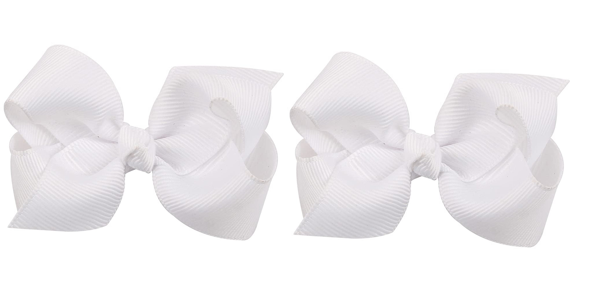 Zoonai 3 Inch Baby Girl Hair Bows Boutique Hair Clip Teens Toddlers Hairpin Headwear - Set Of 2 (White)