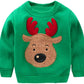 Akyzic Baby Boys Sweatshirts Christmas Reindeer Shirt Kids Fleece Crewneck Pullover Winter Warm Toddler Girls Xmas Sweaters Tops