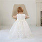 Baby Girls Floral Embroidered Overlay Sleeveless Christening Gown Baptism Tulle Dress With Bonnet Ivory Size 24M / 18-30Months