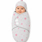 DTR Creation Baby Swaddle Wrap with Cap for Newborn Babies | 100% Cotton Adjustable Swaddle Blanket | Soft Breathable Baby Wrapp