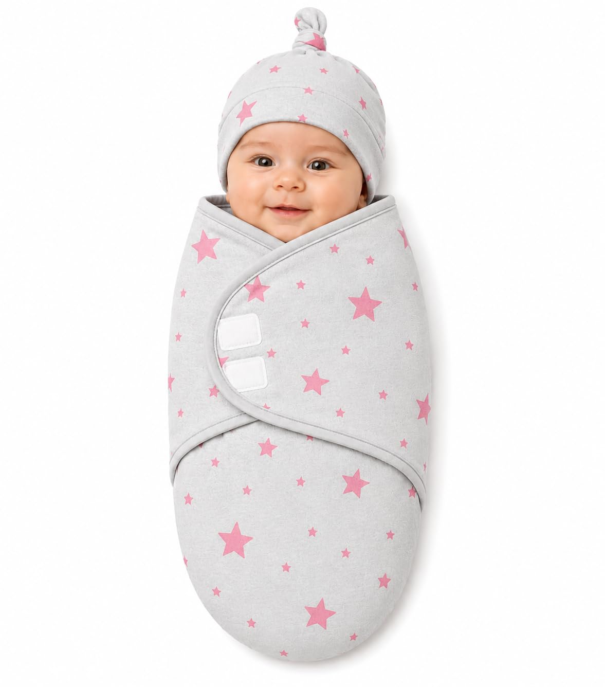 DTR Creation Baby Swaddle Wrap with Cap for Newborn Babies | 100% Cotton Adjustable Swaddle Blanket | Soft Breathable Baby Wrapp