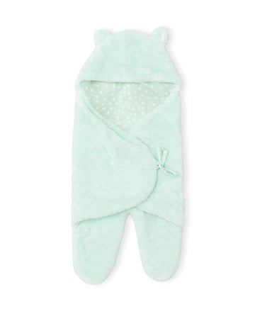 Mi Arcus Flurry Solid Green Color Hooded Baby Wrap 06 Months