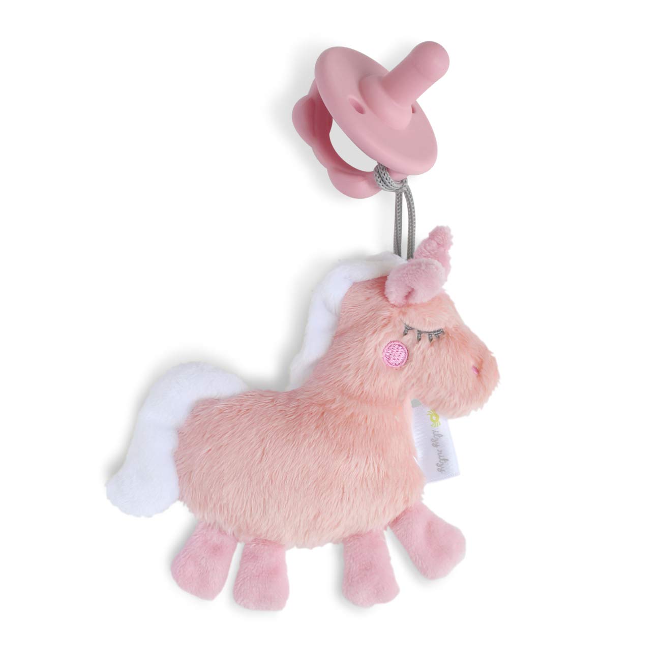 Itzy Ritzy Pacifier & Lovey Set - Includes Silicone Pacifier with Stuffed Animal Lovey - Detachable Plush Unicorn Binky Holder &