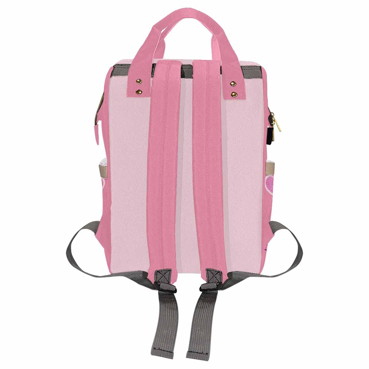 Artsadd Custom Name Diaper Bags Multifunction Backpack, Pink Stripe Love Travel Back Pack Customized Large Capacity Mommy Nappy