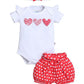 Bumzee Baby Girls Cotton Round Neck Half Sleeves Graphic Print Bodysuit & Short Set With Headband White & Red  912 Months (Peb