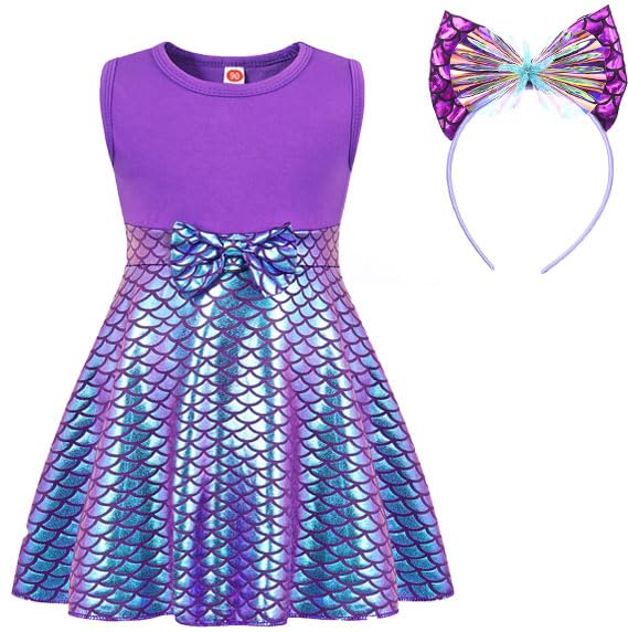 HenzWorld Mermaid Costume for Girls Princess Dress up Clothes for Little Girls Cosplay Birthday Party Clothes 7-8 Years