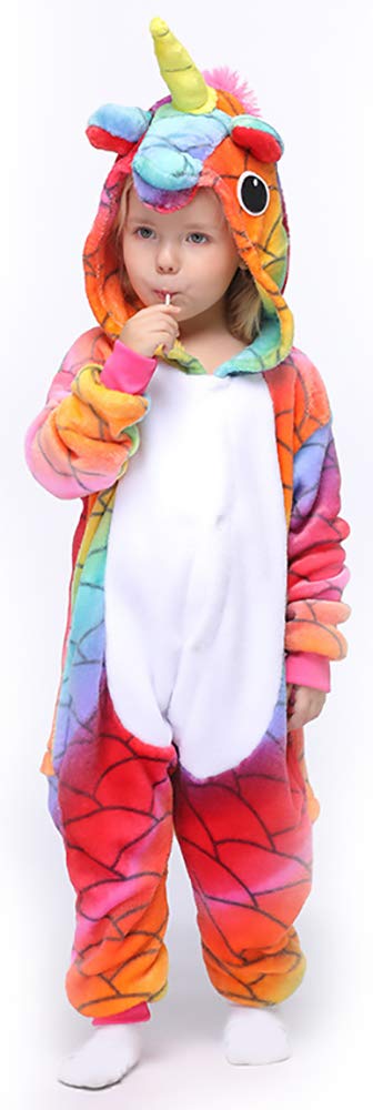 Easuit Multicolored Unicorn Onesie Pajamas Animal Costume Halloween Cosplay For Kids 8-10