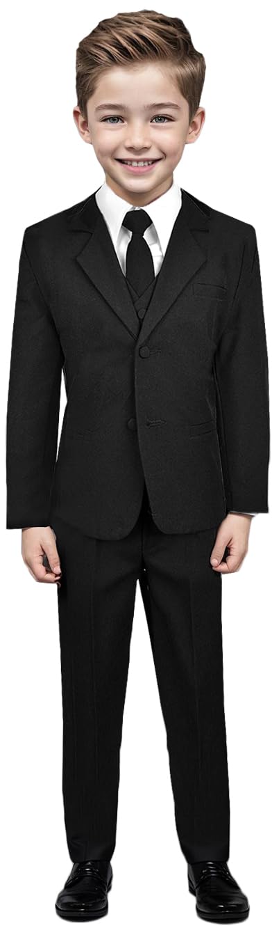 Black N Bianco Boys Suit With Tie For Toddlers And Infants. (Large 12-18 Months, Black)