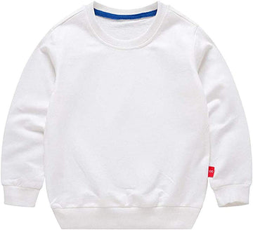 Haxico Unisex Kids Solid Cotton Thin Pullover Sweatshirt T-Shirt Toddler Baby Crewneck Long Sleeve Tshirts Tops Blouse White, 6