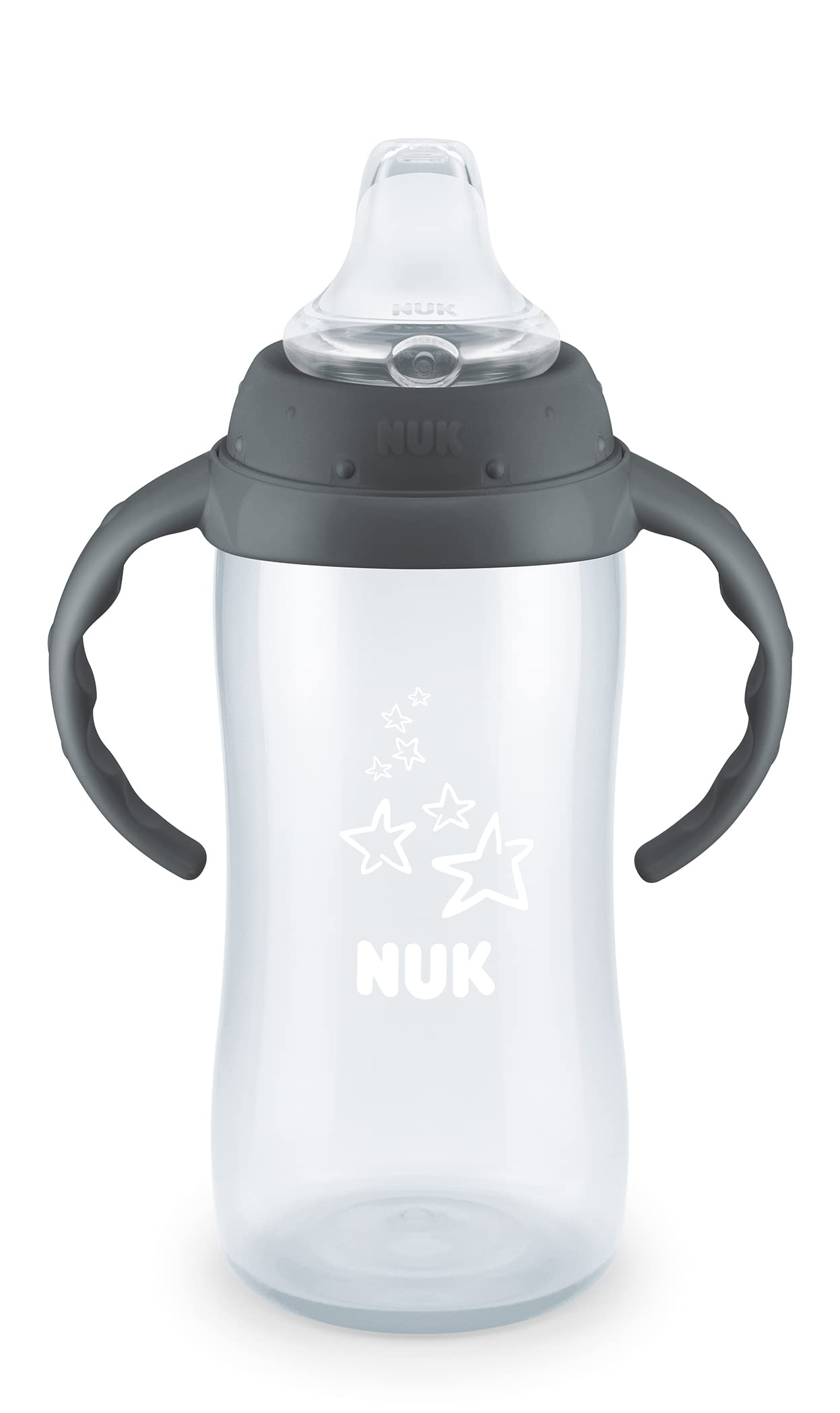 NUK Learner Cup, 10 Ounce, Tritan Gray Star - BPA Free, Spill Proof Sippy Cup