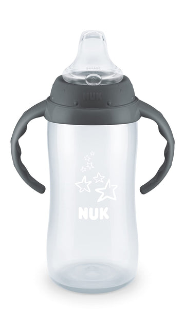 NUK Learner Cup, 10 Ounce, Tritan Gray Star - BPA Free, Spill Proof Sippy Cup