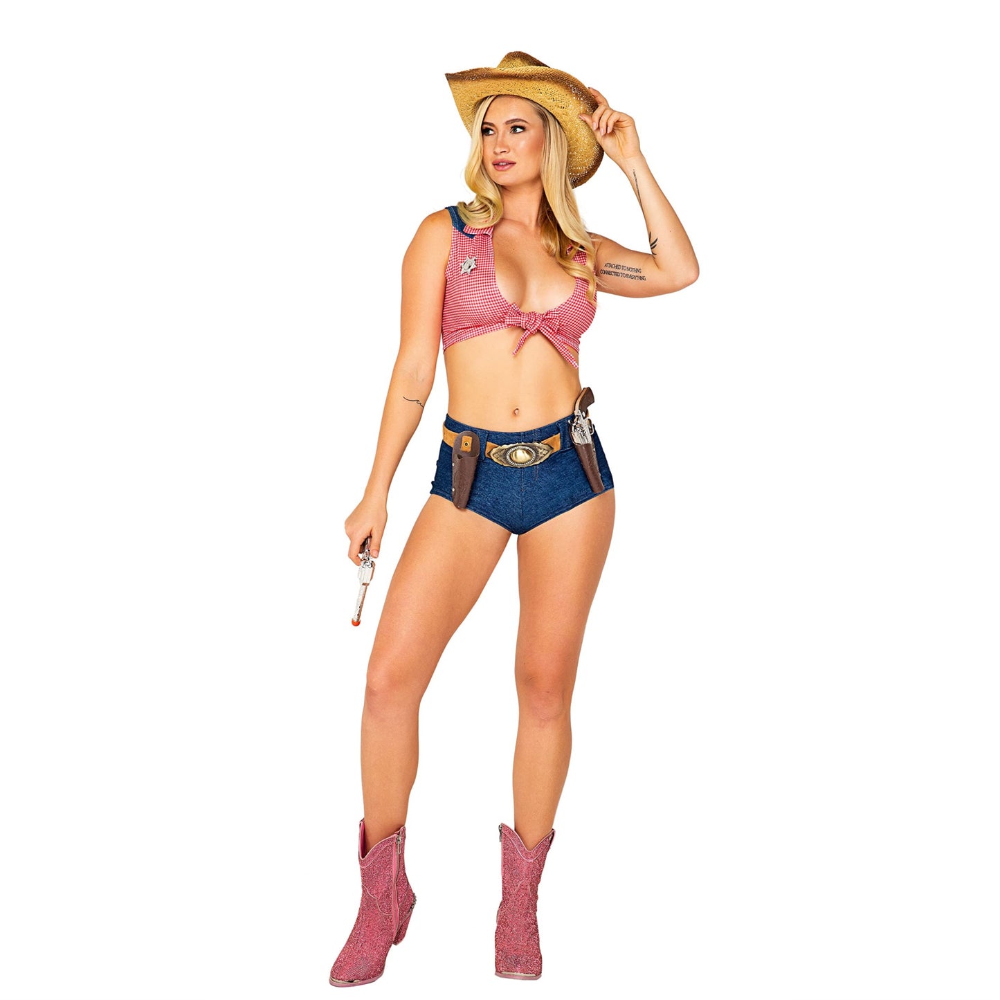 Roma Costume Women'S 4Pc Showdown Sheriff Diva Costume, Blue/Red, Medium