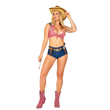 Roma Costume Women'S 4Pc Showdown Sheriff Diva Costume, Blue/Red, Medium