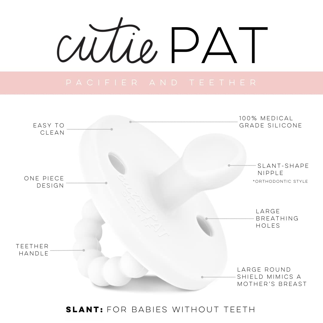 Ryan & Rose Cutie Pat Pacifier Teether (Slant, White)