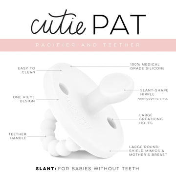 Ryan & Rose Cutie Pat Pacifier Teether (Slant, White)