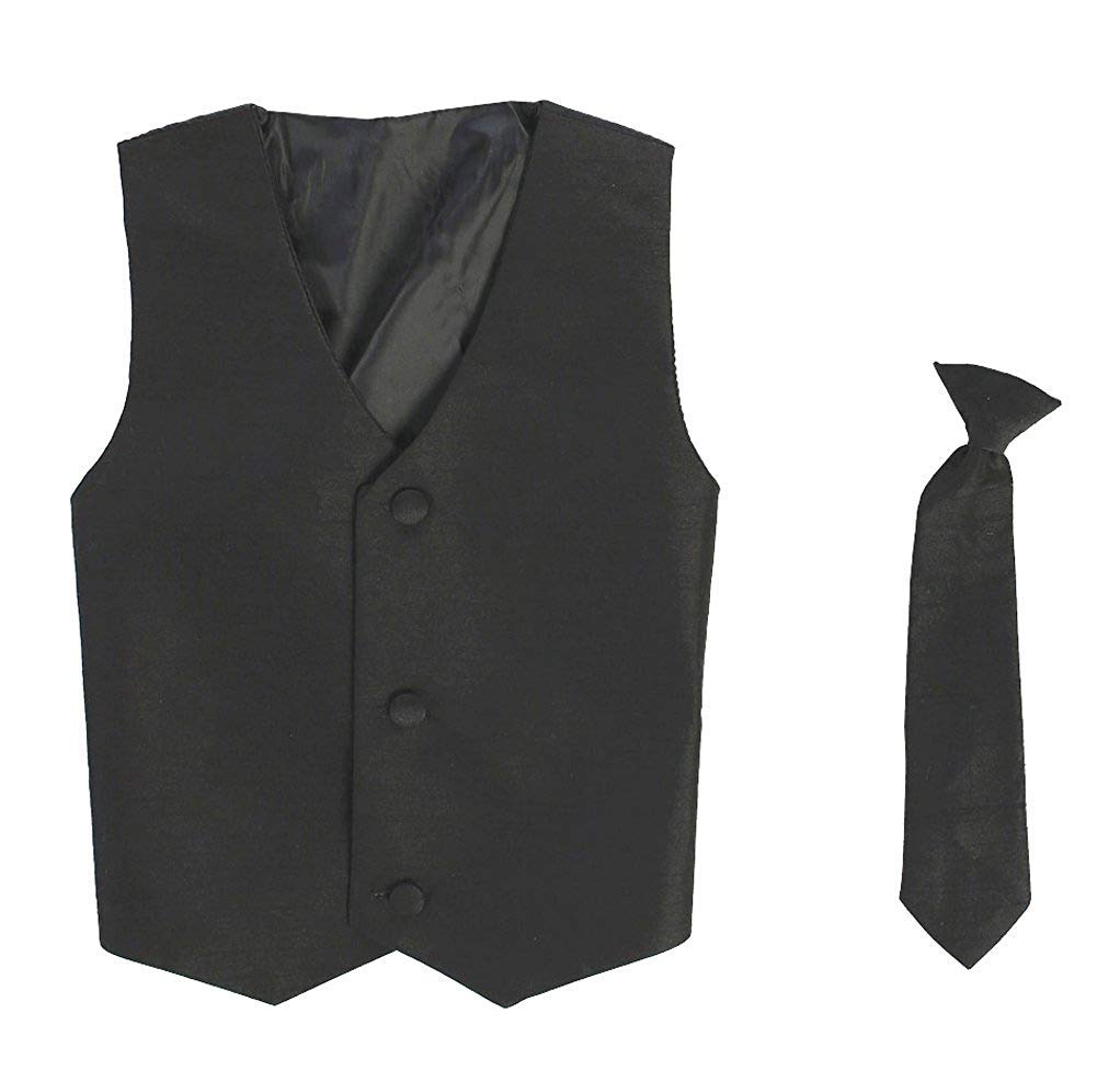 Vest And Clip On Baby Boy Necktie Set - Black - 4T