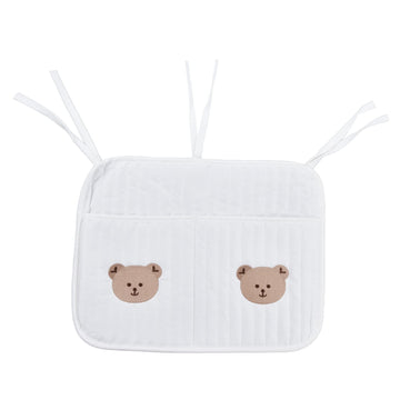 Eujgoov Crib Organizer Hanging, Soft Cotton Crib Bedside Organizer Hanging Bed Practical Storage bag for Cribs, Strollers, Table