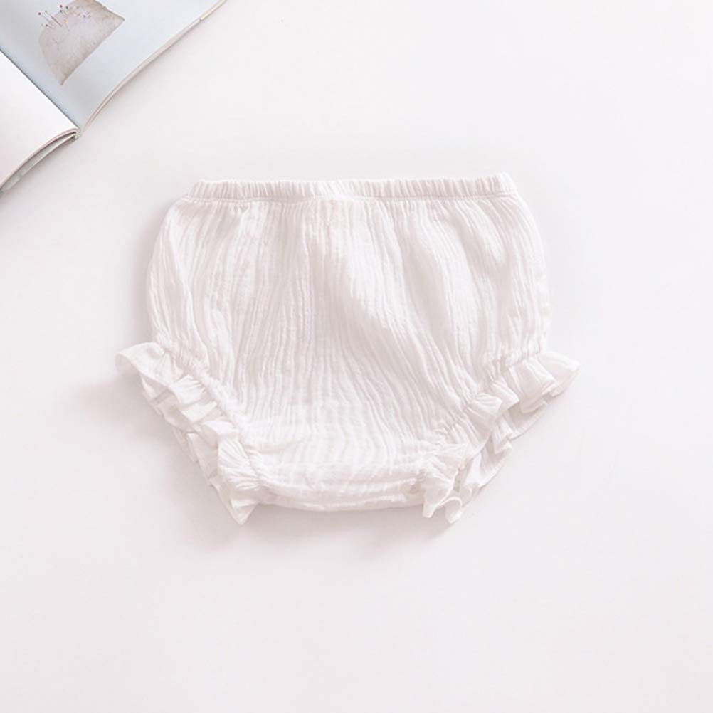 Newborn Toddler Baby Girls Kids Cotton Linen Bloomer Shorts Diaper Cover (White, 2-3 T)