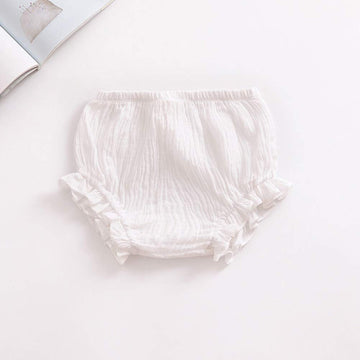 Newborn Toddler Baby Girls Kids Cotton Linen Bloomer Shorts Diaper Cover (White, 2-3 T)