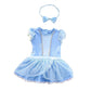 Dressy Daisy Baby Girls Princess Dress Onesie Bodysuit Romper Halloween Costume With Headband Size 18-24 Months Blue 213
