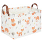 Fxocshe Rectangle Fox Basket,Collapsible Canvas Waterproof Storage Basket,Toy Organizer,Laundry Basket For Kid Rooms,Baby Room D