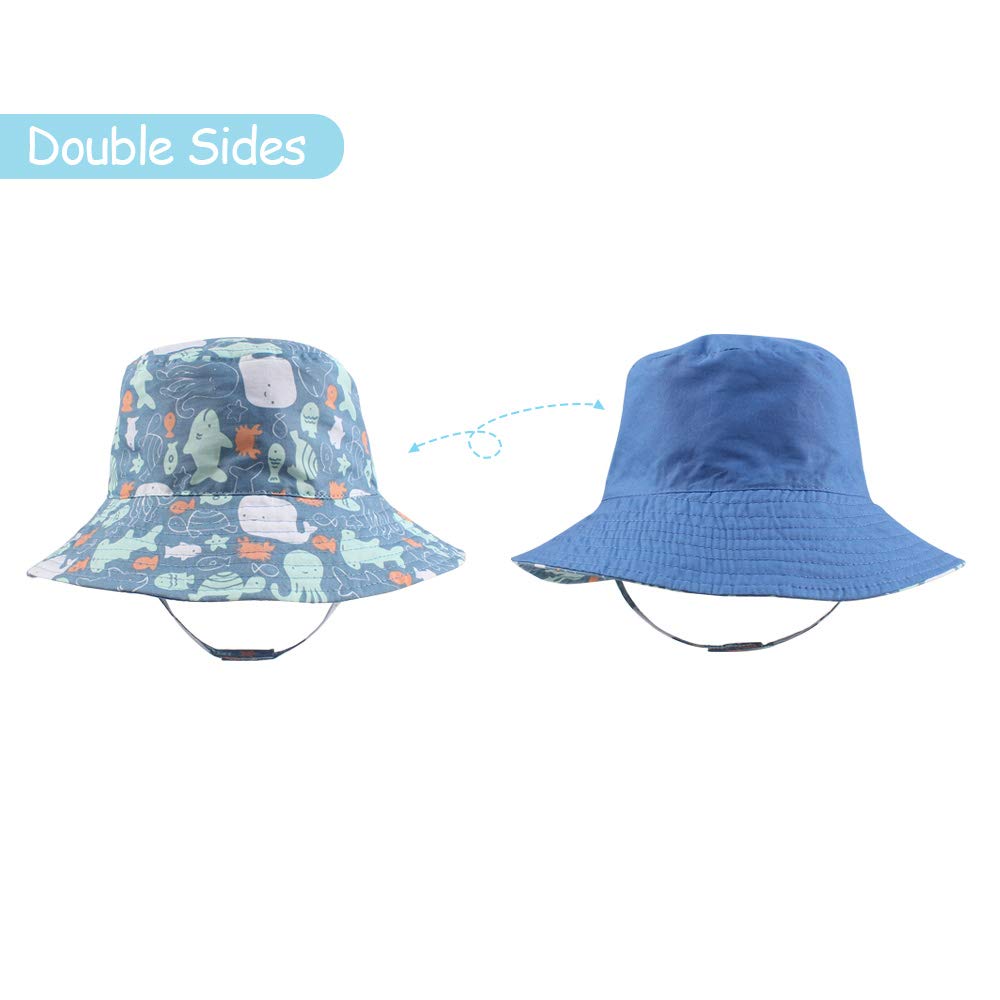 Xiaohawang Baby Boy Bucket Toddler Kids Sun Hat Upf 50+ Wide Brim Outdoor Beach Caps Play Hat (Octopus, Xs(3-6 Months))