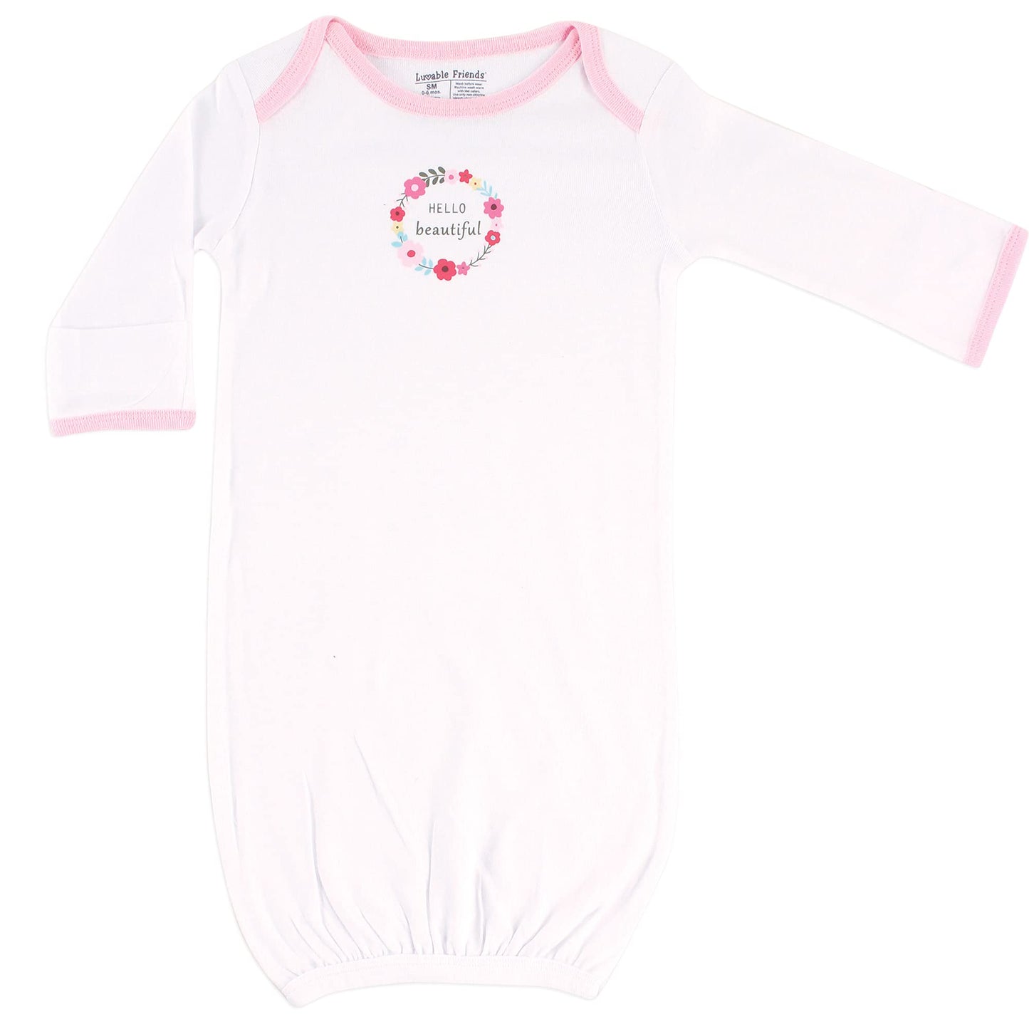 Luvable Friends Unisex Baby Cotton Gowns, Pink Floral, Preemie-Newborn