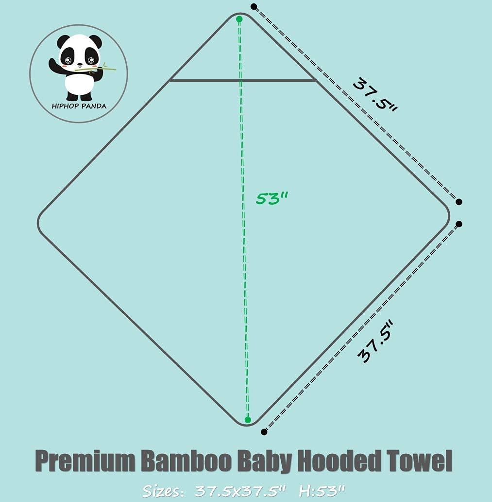 Hiphop Panda X - Large Bamboo Bath Towel For Toddler And Kids - Hooded Bath Towels With Ears For Babies - Super Absorbent - Perf
