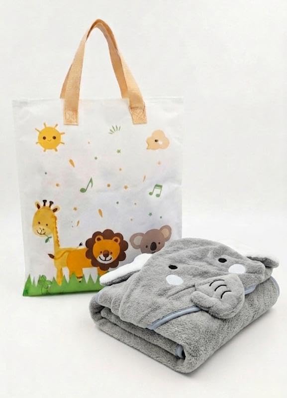 Babyholic Baby Hooded Bath Towel, Bear Design, Soft Terry Cotton, Newborn to 24 Months (Grey)