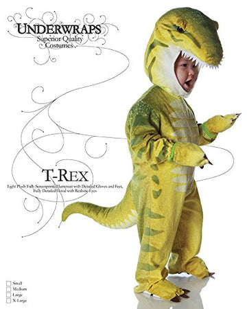 Underwraps Costumes Baby'S T-Rex Costume Jumpsuit, Green, X-Large (4-6 Yrs)