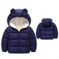 Goelsakurara Baby Kids Girl Winter Snowsuit Long Sleeve Solid Color 3D Ears Hooded Coat Jacket Outerwear Warm Zip Clothes (Dark