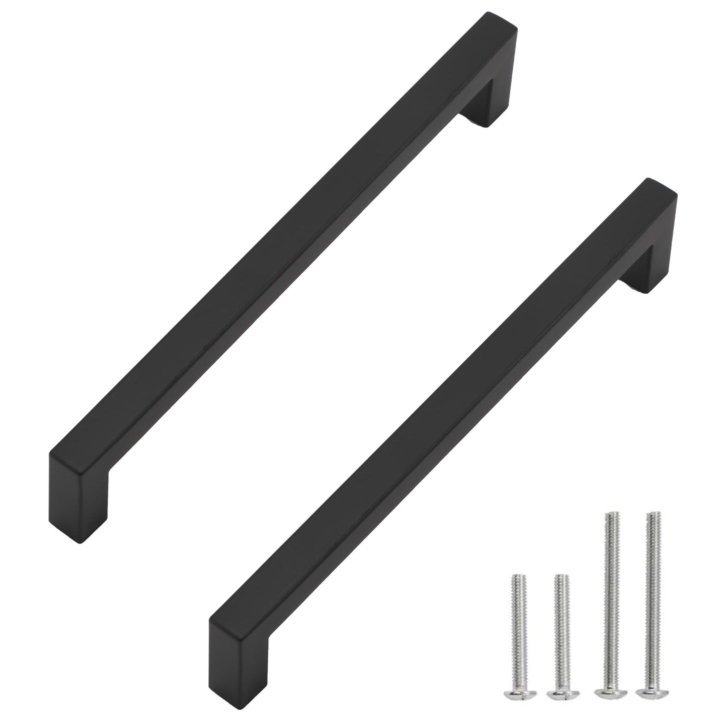 Redunest Cabinet Pulls Matte Black Cabinet Handles Square Drawer Pulls, 2 Pack 8-45 Inch Stainless Steel Kitchen Door Cupboard C