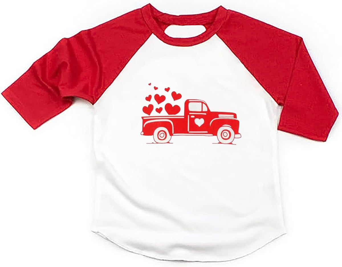 Toddler Boys Valentine'S Day Shirt Mr Valentines Sunglasses Graphic Cotton Outfit Casual 3/4 Raglan Sleeve Tee Tops (5-6T, Red4)