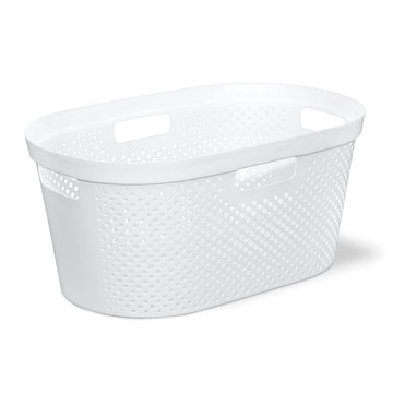Clorox Laundry Basket Plastic - Portable Clothes Hamper with Handles - Short Storage Bin for Bedroom and Baby Nursery, 1 Bushel,