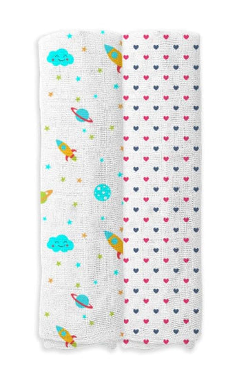 AADHAVA FABRICS 100% Cotton Muslin Swaddle  Organic, Airy, and Gentle Blanket for Wrapping and Soothing Newborns (Pack of 2)