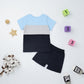 12-18 Month Boy Clothes Baby Boys Summer Outfits Short Sleeve Patchwork T-Shirt & Solid Shortsset 2 Piece, Blue Boy Set 12-18 Mo