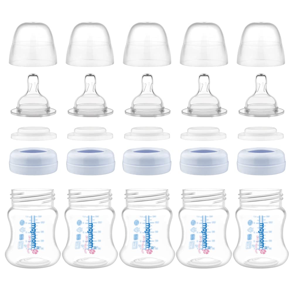 Maymom Wide-Mouth Milk Storage And Feeding Collection Bottle With Nipple, Dome Cap, Bottle Top, Sureseal Sealing Disk; Compatibl