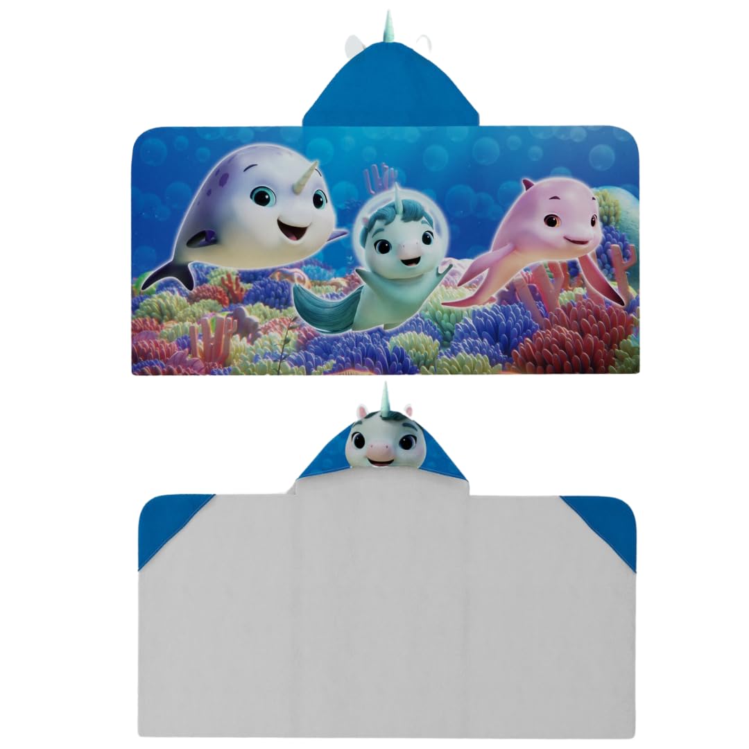 Franco Dreamworks Not Quite Narwhal Kids Super Soft Bath/Pool/Beach Soft Cotton Terry Hooded Towel Wrap, 24 In X 50 In, (Officia